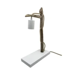 Coc'art Lampes à Poser Lampe à Poser En Bois Recyclé Gris -Luminaires Soldes 202 lampe a poser en bois recycle blanc 6