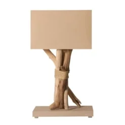 Coc'art Lampes à Poser Lampe à Poser En Bois Blanc Cassé -Luminaires Soldes 202 lampe a poser en bois taupe