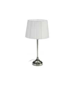 Wadiga Lampes à Poser Lampe à Poser En Métal Argenté Et Abat-jour Blanc H45cm
