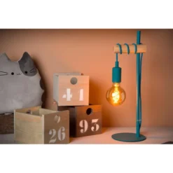 J&Kids Lampes à Poser Lampe à Poser En Métal Bleu Ø 15 Cm -Luminaires Soldes 202 lampe a poser en metal bleu oe 15 cm 4