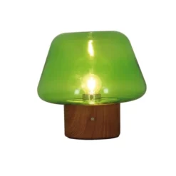 Pirouette Paris Lampes à Poser Lampe à Poser En Verre Base En Métal Effet Bois -Luminaires Soldes 202 lampe a poser en verre base en metal effet bois 1