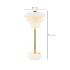 Pirouette Paris Lampes à Poser Lampe à Poser Rechargeable En Métal Blanc Et Doré H31 -Luminaires Soldes 202 lampe a poser rechargeable en metal blanc et dore h31 5