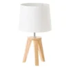 Wadiga Lampes à Poser Lampe à Poser Trépied Bois Et Abat-jour Blanc H33,5cm -Luminaires Soldes 202 lampe a poser trepied bois et abat jour blanc h33 5cm