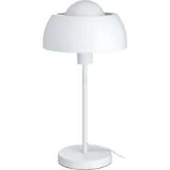 ATHM DESIGN Lampes à Poser Lampe Abat Jour Et Pied Métal Blanc