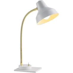 ATHM DESIGN Lampes à Poser Lampe Abat Jour Métal Et Pied Blanc -Luminaires Soldes 202 lampe abat jour metal et pied blanc 2