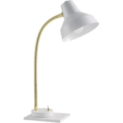 ATHM DESIGN Lampes à Poser Lampe Abat Jour Métal Et Pied Blanc