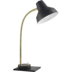 ATHM DESIGN Lampes à Poser Lampe Abat Jour Métal Et Pied Noir