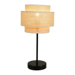 Jardideco Lampes à Poser Lampe Abat-jour Papier Rotin 3 Niveaux -Luminaires Soldes 202 lampe abat jour papier rotin 3 niveaux 2