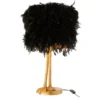 Meubles & Design Lampes à Poser Lampe Art Déco Abat-jour Plumes Et Pied Métal Doré -Luminaires Soldes 202 lampe art deco abat jour plumes et pied metal dore