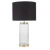 Maisons Du Monde Lampes à Poser Lampe Base En Verre Strié Et Métak Doré, Abat-jour En Coton Noir H79 -Luminaires Soldes 202 lampe base en verre strie et metak dore abat jour en coton noir h79 1000 3 15 226868 1