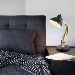 Globo Lampes à Poser Lampe De Bureau En Bois Noir -Luminaires Soldes 202 lampe de bureau en bois noir 8