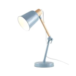 Maisons Du Monde Lampes De Chevet Enfant Lampe De Bureau En Métal Bleu Et Hévéa -Luminaires Soldes 202 lampe de bureau en metal bleu et hevea 1000 5 20 181650 3