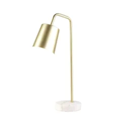 Maisons Du Monde Lampes De Chevet Enfant Lampe De Bureau En Métal Doré Et Marbre Blanc -Luminaires Soldes 202 lampe de bureau en metal dore et marbre blanc 1000 14 29 181659 3