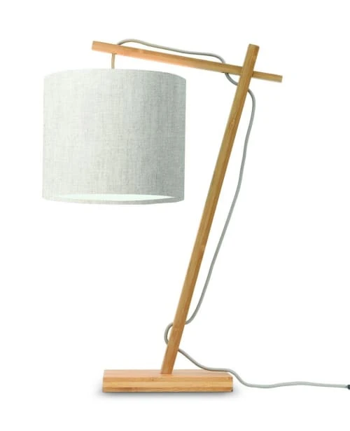 Good & Mojo Lampes à Poser Lampe De Table Bambou/lin H46cm 3 Good & Mojo Lampes à Poser Lampe De Table Bambou/lin H46cm
