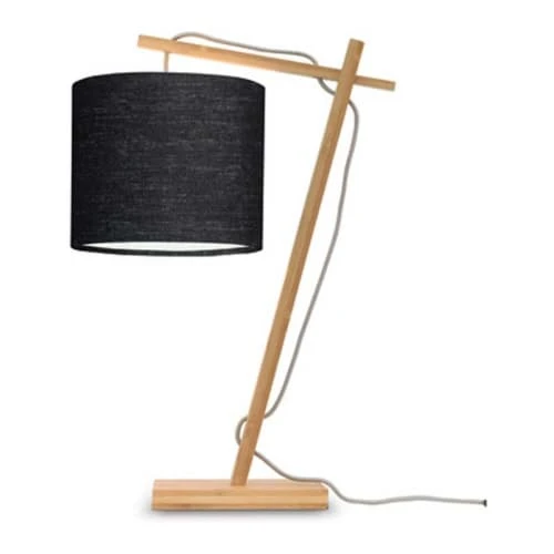 Good & Mojo Lampes à Poser Lampe De Table Bambou/lin Noir H46cm 3 Good & Mojo Lampes à Poser Lampe De Table Bambou/lin Noir H46cm