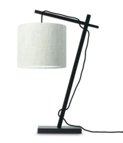 Good & Mojo Lampes à Poser Lampe De Table Bambou Noir/lin H46cm