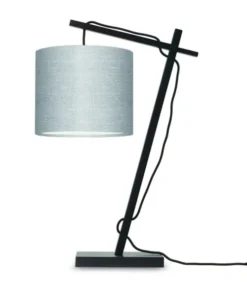 Good & Mojo Lampes à Poser Lampe De Table Bambou Noir/lin H46cm