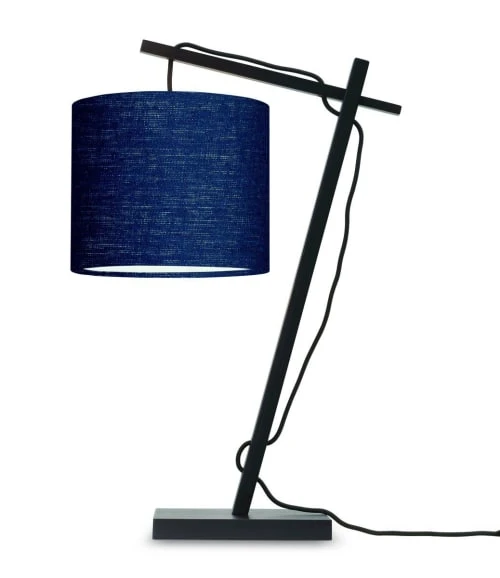 Good & Mojo Lampes à Poser Lampe De Table Bambou Noir/lin H46cm 3 Good & Mojo Lampes à Poser Lampe De Table Bambou Noir/lin H46cm