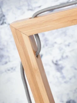 Good & Mojo Lampes à Poser Lampe De Table En Bambou Abat-jour En Lin Lin Foncé, H. 47cm -Luminaires Soldes 202 lampe de table en bambou abat jour en lin lin fonce h 47cm 2