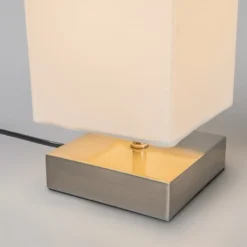 QAZQA Lampes à Poser Lampe De Table En Métal Blanc -Luminaires Soldes 202 lampe de table en metal blanc 10