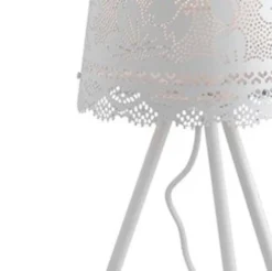 Keria Lampes à Poser Lampe De Table En Métal Blanc -Luminaires Soldes 202 lampe de table en metal blanc 3