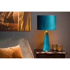 Lampea Lampes à Poser Lampe De Table En Métal Turquoise 47 Cm -Luminaires Soldes 202 lampe de table en metal turquoise 47 cm 3