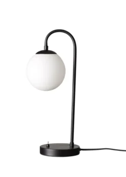 Dyberg Larsen Lampes à Poser Lampe De Table En Verre Et Métal Noir Mat, H 46 Cm D 15 Cm