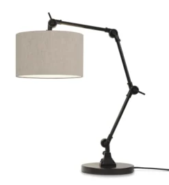It's About Romi Lampes à Poser Lampe De Table Noire Flexible Et Abat-jour Gris Clair H100cm