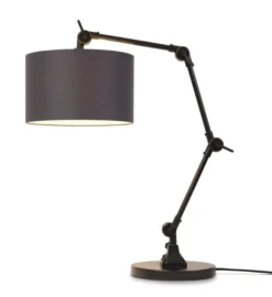 It's About Romi Lampes à Poser Lampe De Table Noire Flexible Et Abat-jour Gris Foncé H100cm