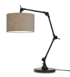 It's About Romi Lampes à Poser Lampe De Table Noire Flexible Et Abat-jour Gris H100cm