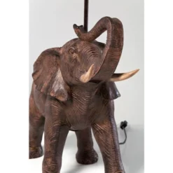 Kare Design Lampes à Poser Lampe éléphant En Polyrésine Marron Et Abat-jour En Lin -Luminaires Soldes 202 lampe elephant en polyresine marron et abat jour en lin 2