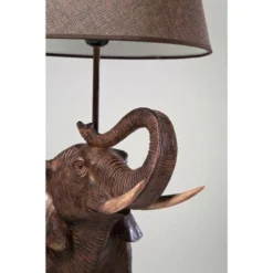 Kare Design Lampes à Poser Lampe éléphant En Polyrésine Marron Et Abat-jour En Lin -Luminaires Soldes 202 lampe elephant en polyresine marron et abat jour en lin 3
