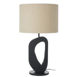 Maisons Du Monde Lampes à Poser Lampe En Acacia Noir Et Abat-jour En Lin Beige