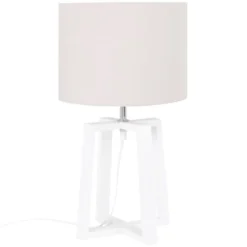 Maisons Du Monde Lampes à Poser Lampe En Bois D'hévéa Et Abat-jour En Coton Gris