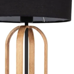 Maisons Du Monde Lampes à Poser Lampe En Bois D'hévéa Et Abat-jour En Coton Recyclé Noir -Luminaires Soldes 202 lampe en bois d hevea et abat jour en coton recycle noir 1000 9 19 227979 4