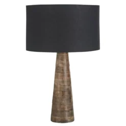 Maisons Du Monde Lampes à Poser Lampe En Bois De Manguier Et Abat-jour En Coton Noir H72