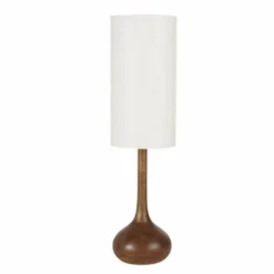 Maisons Du Monde Lampes à Poser Lampe En Bois De Manguier Et Abat-jour En Lin Beige