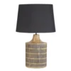 Maisons Du Monde Lampes à Poser Lampe En Bois De Manguier Gravé Et Abat-jour En Coton Noir H75 -Luminaires Soldes 202 lampe en bois de manguier grave et abat jour en coton noir h75 1000 7 18 227076 1