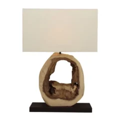 Now’s Home Lampes à Poser Lampe En Bois Naturel Avec Abat-jour Ivoire H57cm -Luminaires Soldes 202 lampe en bois naturel avec abat jour ivoire h57cm 5
