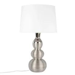 Maisons Du Monde Lampes à Poser Lampe En Céramique Argentée Et Abat-jour écru