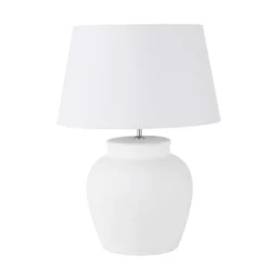 Maisons Du Monde Lampes à Poser Lampe En Céramique Banche Mate Et Abat-jour Blanc