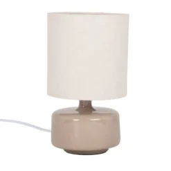 Maisons Du Monde Lampes à Poser Lampe En Céramique Beige Et Abat-jour En Coton écru