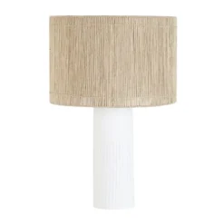 Maisons Du Monde Lampes à Poser Lampe En Céramique Blanche Et Abat-jour En Corde De Jute H73