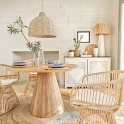 Maisons Du Monde Lampes à Poser Lampe En Céramique Blanche Et Abat-jour En Raphia Tressé Main -Luminaires Soldes 202 lampe en ceramique blanche et abat jour en raphia tresse main 1000 14 32 221473 2