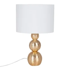 Maisons Du Monde Lampes à Poser Lampe En Céramique Dorée Et Abat-jour En Lin Blanc