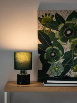 Maisons Du Monde Lampes à Poser Lampe En Céramique Et Abat-jour En Coton Bleu Canard -Luminaires Soldes 202 lampe en ceramique et abat jour en coton bleu canard 1000 14 40 223326 3