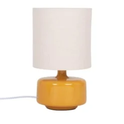 Maisons Du Monde Lampes à Poser Lampe En Céramique Gris Nuage Et Abat-jour En Coton écru -Luminaires Soldes 202 lampe en ceramique jaune et abat jour en coton ecru junha 1000 14 1 225009 1