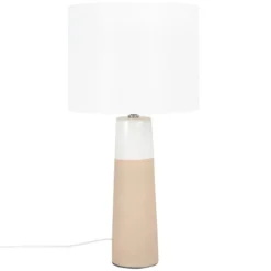 Maisons Du Monde Lampes à Poser Lampe En Céramique Marron Et Abat-jour En Coton Blanc