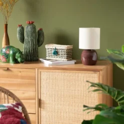 Maisons Du Monde Lampes à Poser Lampe En Céramique Marron Et Abat-jour En Coton Blanc -Luminaires Soldes 202 lampe en ceramique marron et abat jour en coton blanc 1000 12 1 227387 2