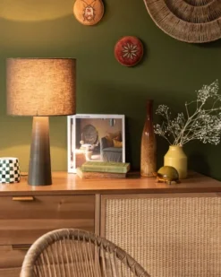 Maisons Du Monde Lampes à Poser Lampe En Céramique Noire Et Abat-jour En Coton Recyclé -Luminaires Soldes 202 lampe en ceramique noire et abat jour en coton recycle 1000 4 3 227430 3